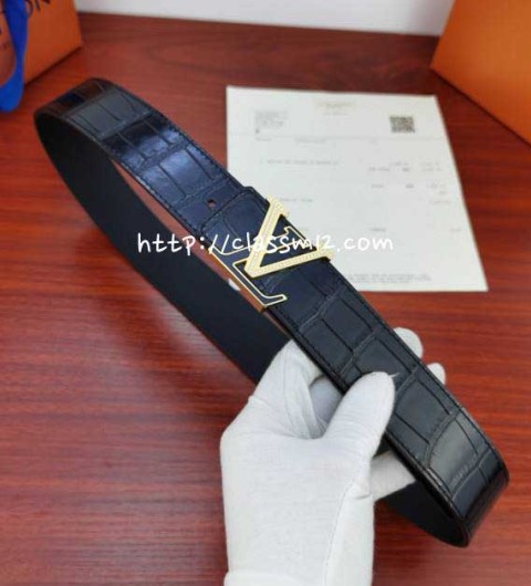 루이비통 25 한정판 4.0cm 소가죽 카프스킨 벨트 F925