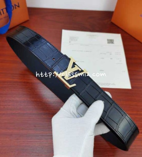 루이비통 25 한정판 4.0cm 소가죽 카프스킨 벨트 F926