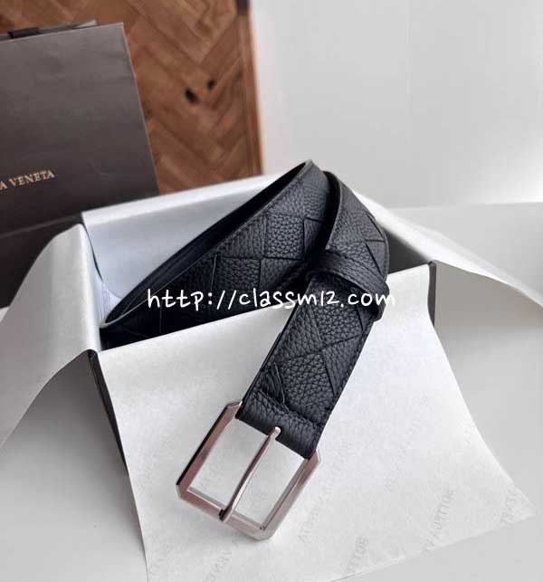 보테가베네타 25 한정판 3.5cm intreccio 소가죽 카프스킨 벨트 F937