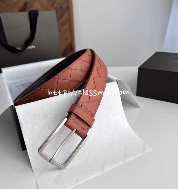 보테가베네타 25 한정판 3.5cm intreccio 소가죽 카프스킨 벨트 F939