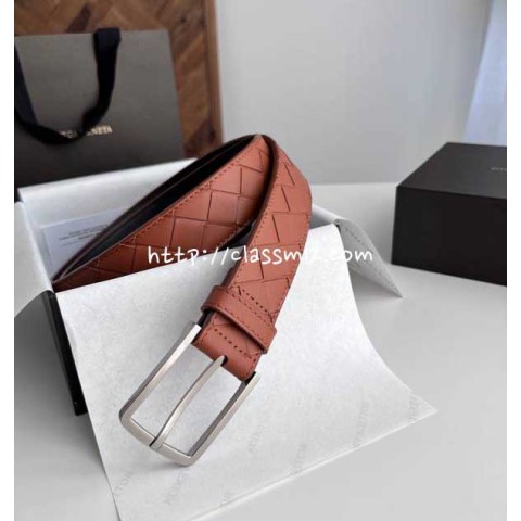 보테가베네타 25 한정판 3.5cm intreccio 소가죽 카프스킨 벨트 F939