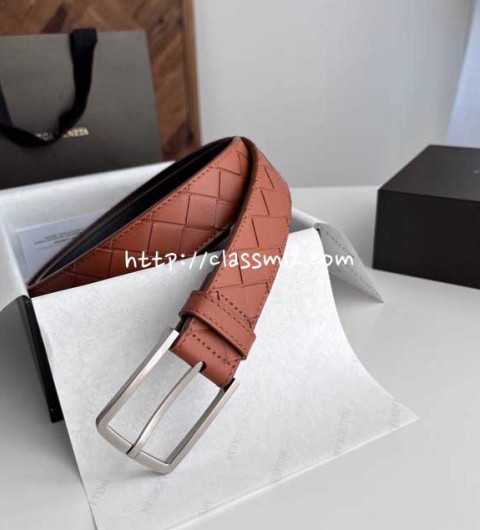 보테가베네타 25 한정판 3.5cm intreccio 소가죽 카프스킨 벨트 F939