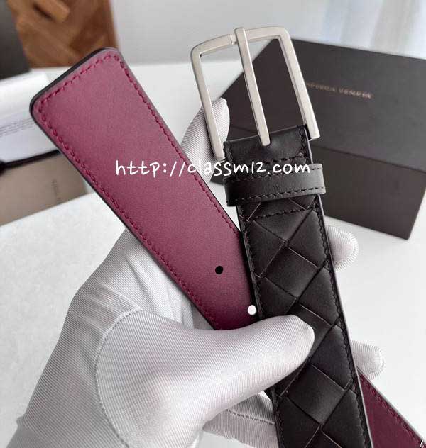 보테가베네타 25 한정판 3.5cm intreccio 소가죽 카프스킨 벨트 F940