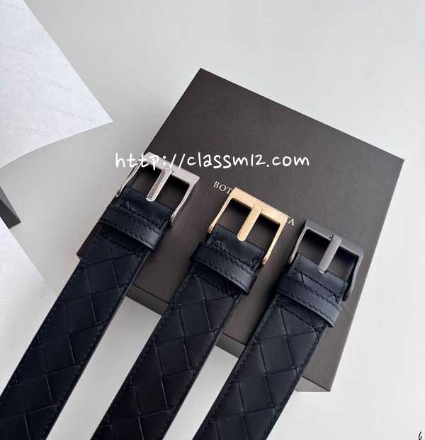 보테가베네타 25 한정판 3.5cm intreccio 소가죽 카프스킨 벨트 F942
