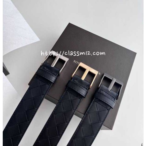 보테가베네타 25 한정판 3.5cm intreccio 소가죽 카프스킨 벨트 F942
