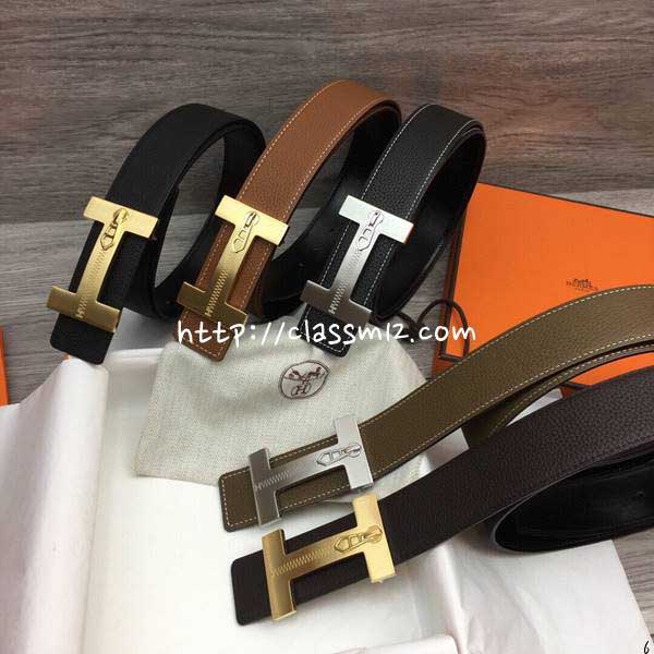 에르메스 25 한정판 3.8cm 양면 소가죽 카프스킨 벨트 F959