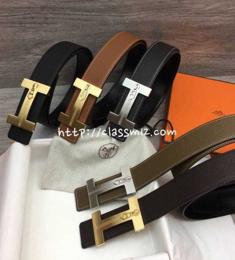 에르메스 25 한정판 3.8cm 양면 소가죽 카프스킨 벨트 F959