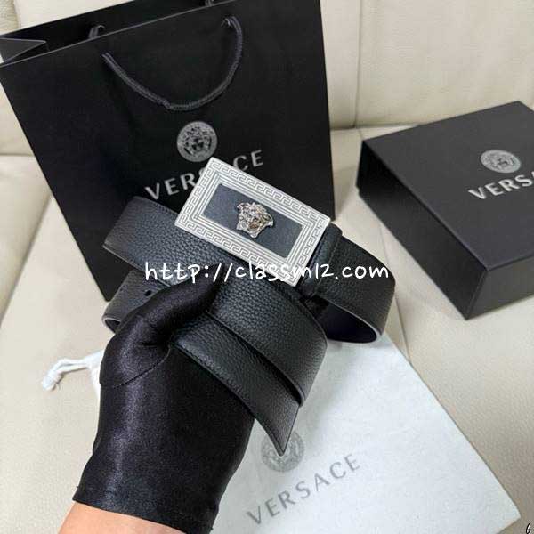 베르사체 25 한정판 4.0cm 소가죽 카프스킨 벨트 F960