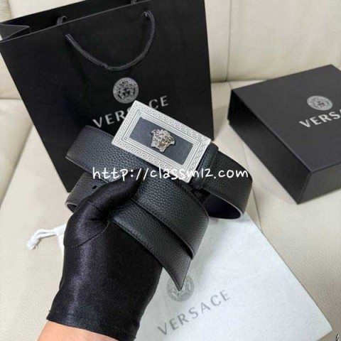 베르사체 25 한정판 4.0cm 소가죽 카프스킨 벨트 F960