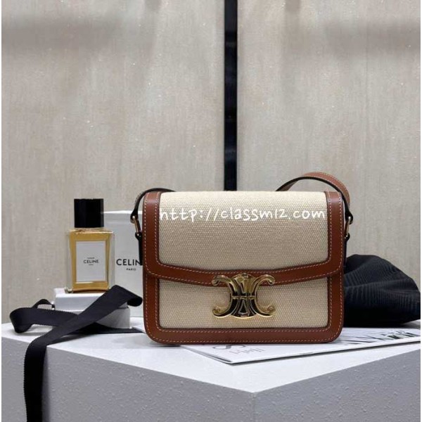 셀린느 25 한정판 188882 TRIOMPHE 소가죽 카프스킨 크로스백 가방 C5066