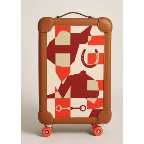에르메스 25 한정판 R.M.S Cabin Suitcase 레터링 브라운 컬러 기내용 캐리어 여행가방 I324