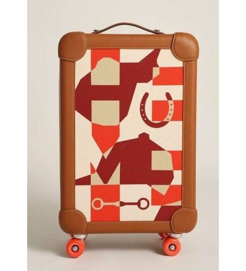 에르메스 25 한정판 R.M.S Cabin Suitcase 레터링 브라운 컬러 기내용 캐리어 여행가방 I324