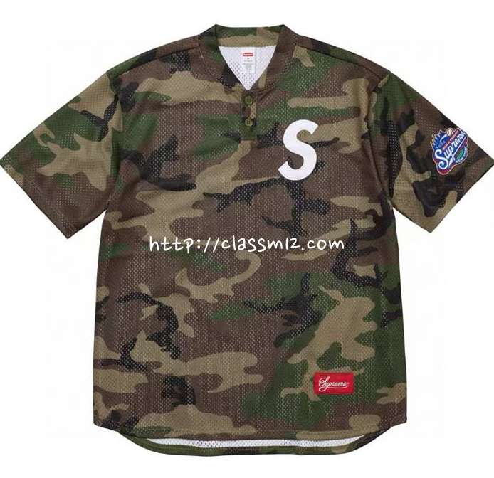 슈프림 25 한정판 24FW S 로고 Baseball Henley Tee S11 야구 헨리넥 티셔츠 A11915