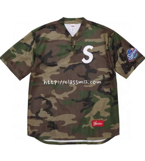 슈프림 25 한정판 24FW S 로고 Baseball Henley Tee S11 야구 헨리넥 티셔츠 A11915