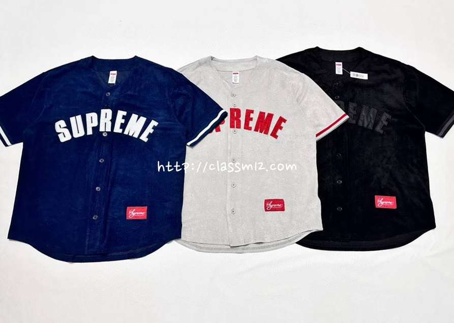 슈프림 25 한정판 Ultrasuede Mesh Baseball Jersey 울트라 스웨이드 메쉬 베이스볼 저지 A11916