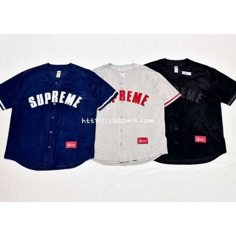 슈프림 25 한정판 Ultrasuede Mesh Baseball Jersey 울트라 스웨이드 메쉬 베이스볼 저지 A11916