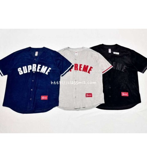 슈프림 25 한정판 Ultrasuede Mesh Baseball Jersey 울트라 스웨이드 메쉬 베이스볼 저지 A11916