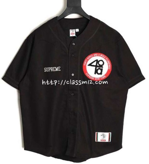 슈프림 25 한정판 40 Acres Twill Baseball Jersey 슈프림 콜라보 포티 에이커스 트윌 베이스볼 저지 A11917