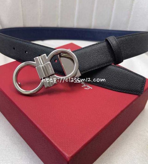 페라가모 25 한정판 3.5cm 소가죽 카프스킨 벨트 F988