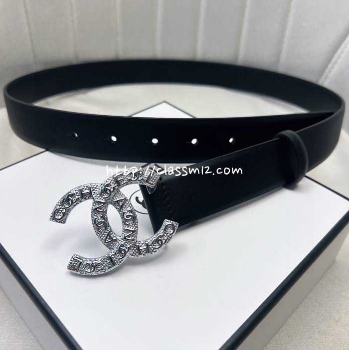 샤넬 25 한정판 3.0cm 소가죽 카프스킨 벨트 F991