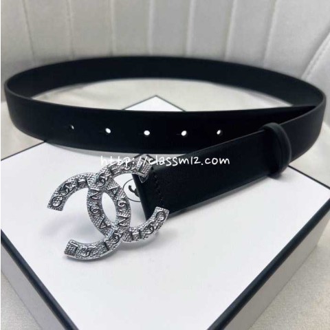 샤넬 25 한정판 3.0cm 소가죽 카프스킨 벨트 F991