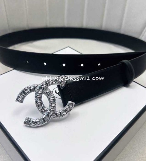 샤넬 25 한정판 3.0cm 소가죽 카프스킨 벨트 F991