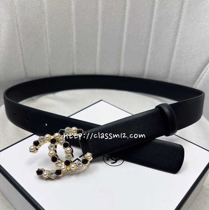 샤넬 25 한정판 3.0cm 소가죽 카프스킨 벨트 F992