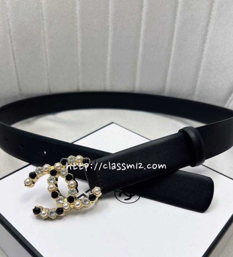 샤넬 25 한정판 3.0cm 소가죽 카프스킨 벨트 F992