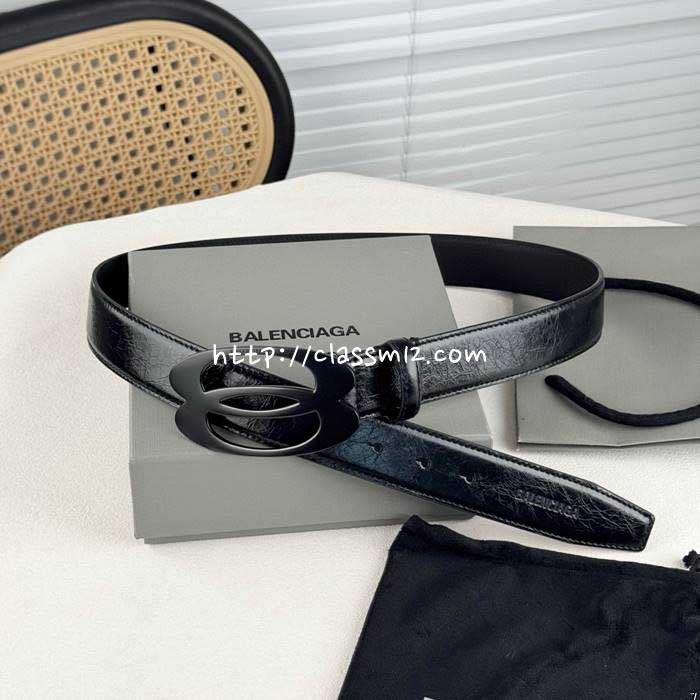 발렌시아가 25 한정판 3.5cm 소가죽 카프스킨 벨트 F1080