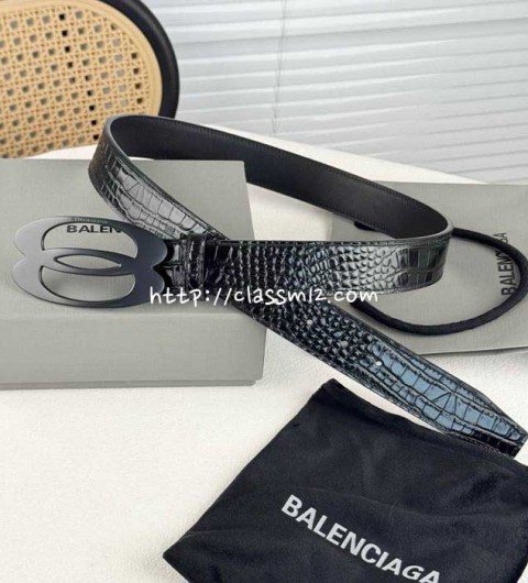 발렌시아가 25 한정판 3.5cm 소가죽 카프스킨 벨트 F1082