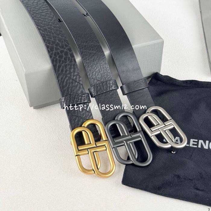 발렌시아가 25 한정판 3.0cm 소가죽 카프스킨 벨트 F1084