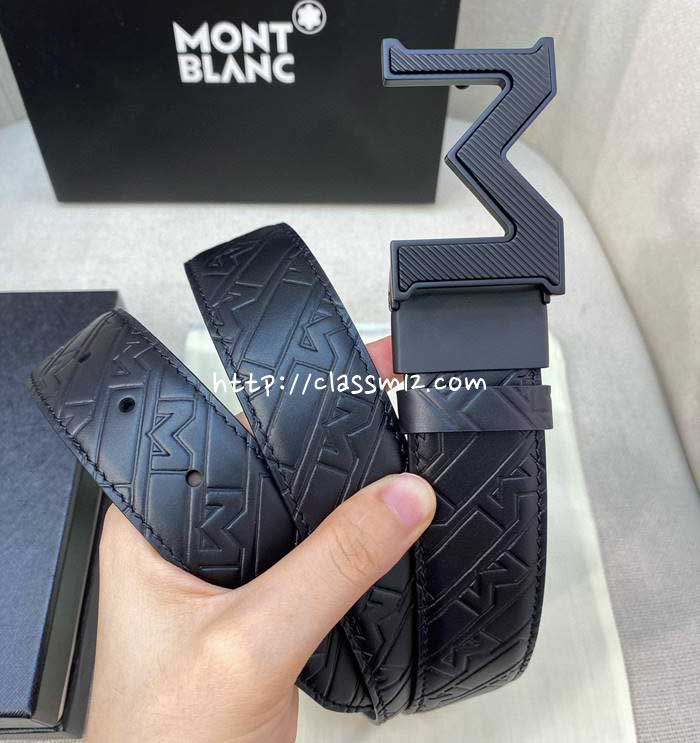몽블랑 25 한정판 3.5cm 소가죽 카프스킨 벨트 F1088