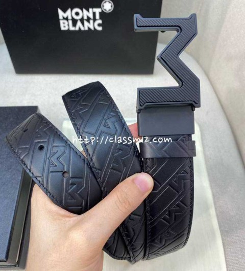 몽블랑 25 한정판 3.5cm 소가죽 카프스킨 벨트 F1088