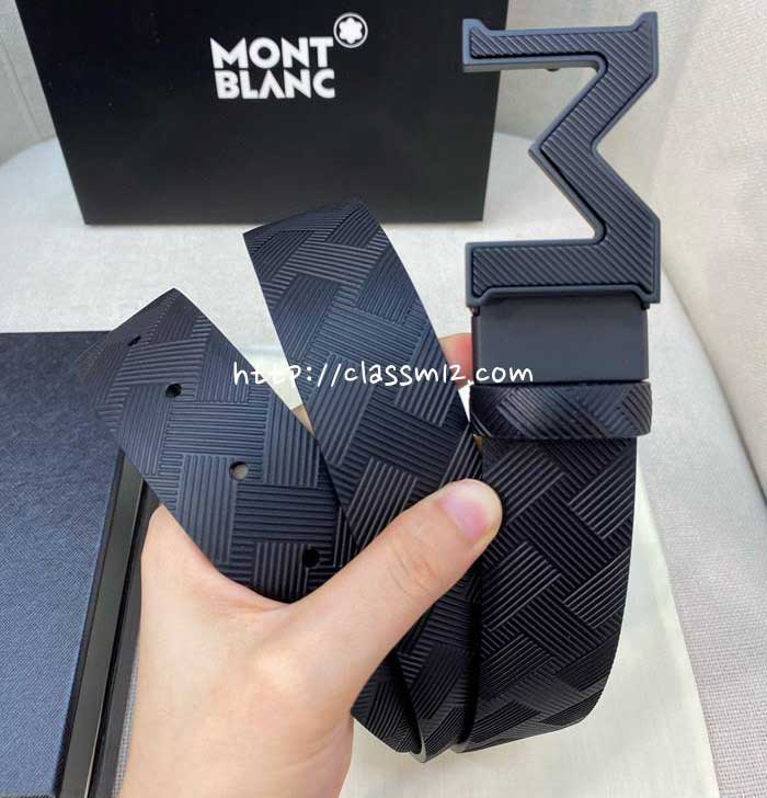 몽블랑 25 한정판 3.5cm 소가죽 카프스킨 벨트 F1089