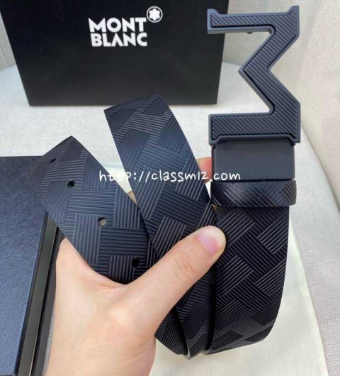몽블랑 25 한정판 3.5cm 소가죽 카프스킨 벨트 F1089