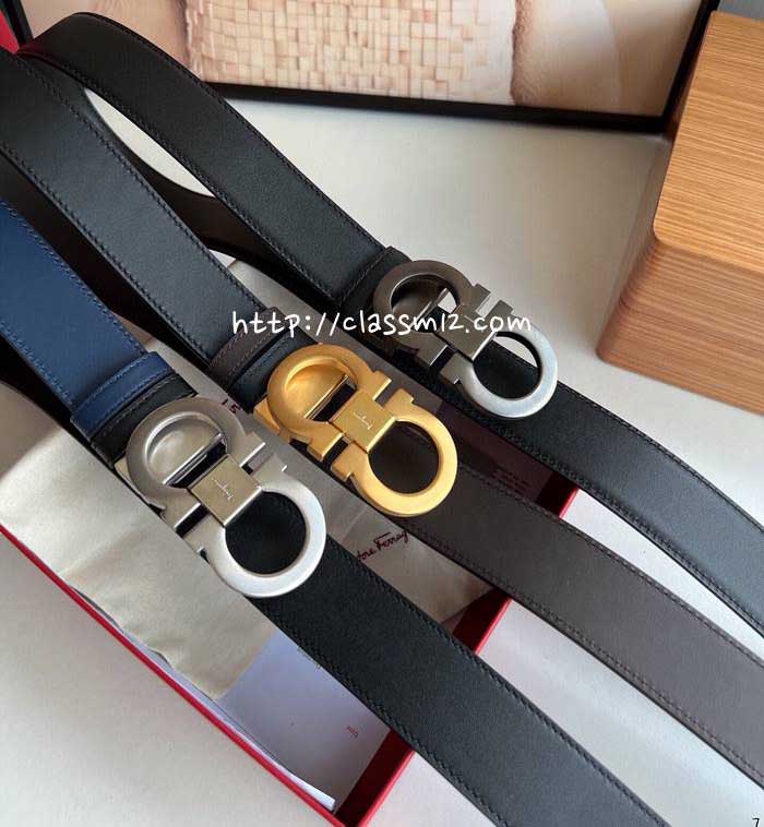 페라가모 25 한정판 소가죽 카프스킨 벨트 F1094