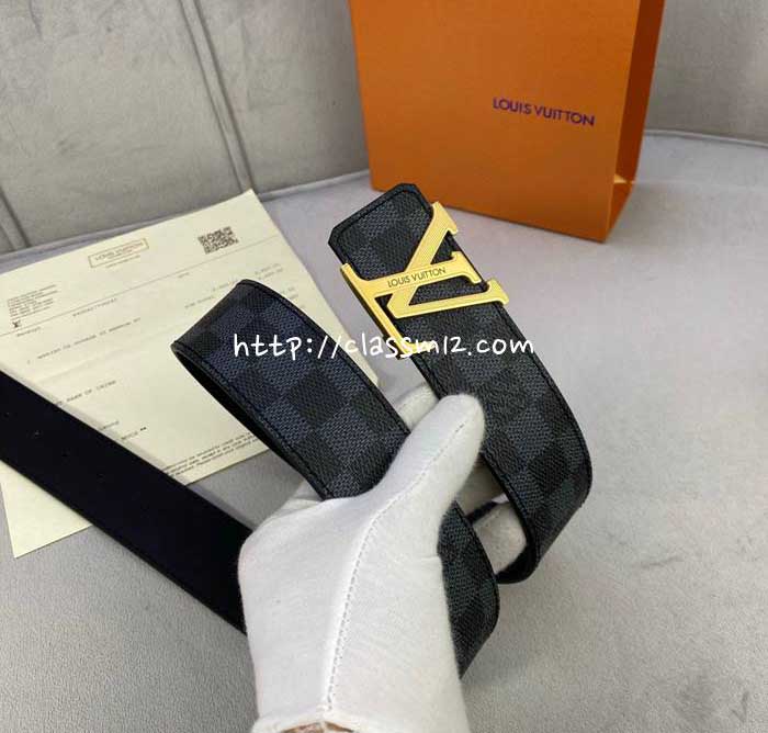 루이비통 25 한정판 Initiales 4.0cm 소가죽 카프스킨 벨트 F1099