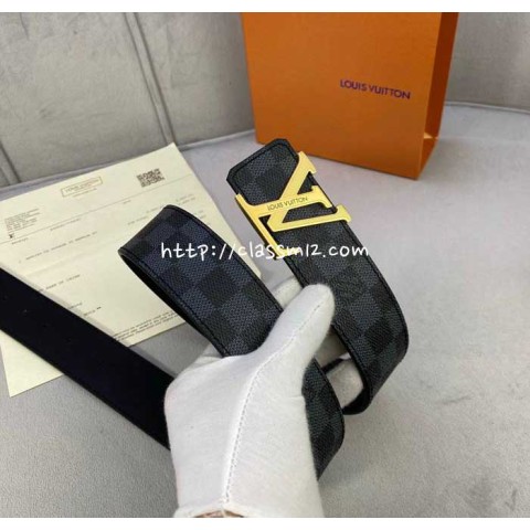 루이비통 25 한정판 Initiales 4.0cm 소가죽 카프스킨 벨트 F1099