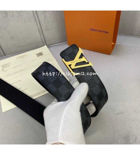 루이비통 25 한정판 Initiales 4.0cm 소가죽 카프스킨 벨트 F1099