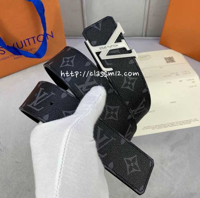 루이비통 25 한정판 Initiales 4.0cm 소가죽 카프스킨 벨트 F1102