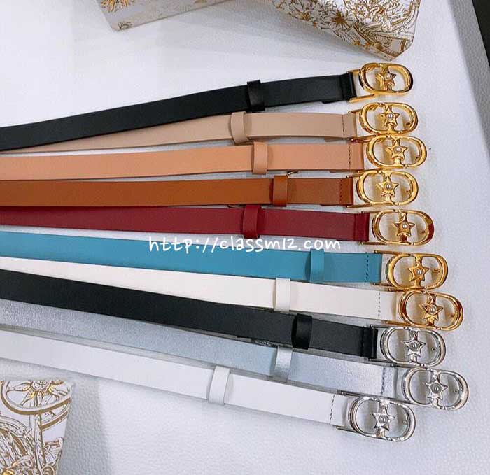 디올 25 한정판 Lucky 30 Montaigne Star CD 2.0cm 소가죽 카프스킨 벨트 F1112