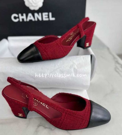 샤넬 25 한정판 Slingback 여성 하이힐 B4662