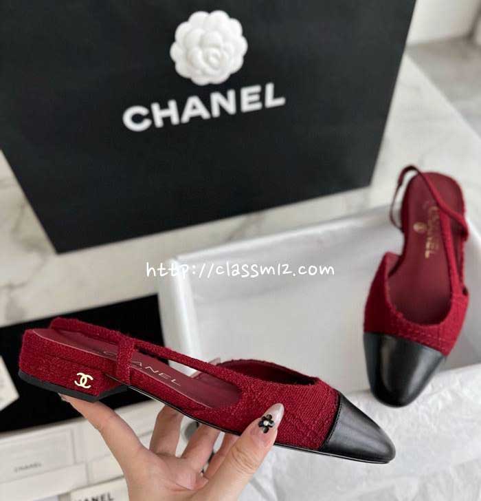 샤넬 25 한정판 Slingback 여성 신발 B4663