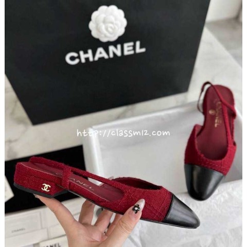 샤넬 25 한정판 Slingback 여성 신발 B4663