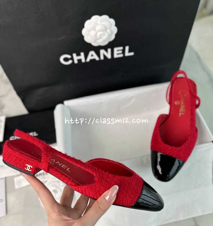 샤넬 25 한정판 Slingback 여성 신발 B4666