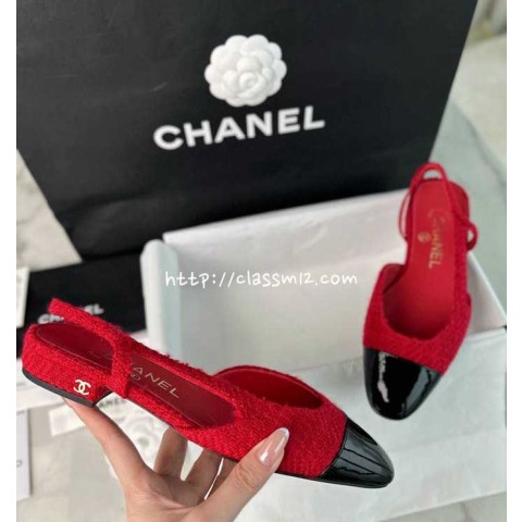 샤넬 25 한정판 Slingback 여성 신발 B4666