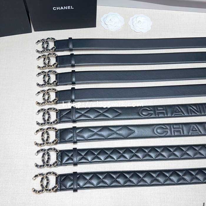 샤넬 25 한정판 4.0cm 양면 양가죽 램스킨 벨트 F1127