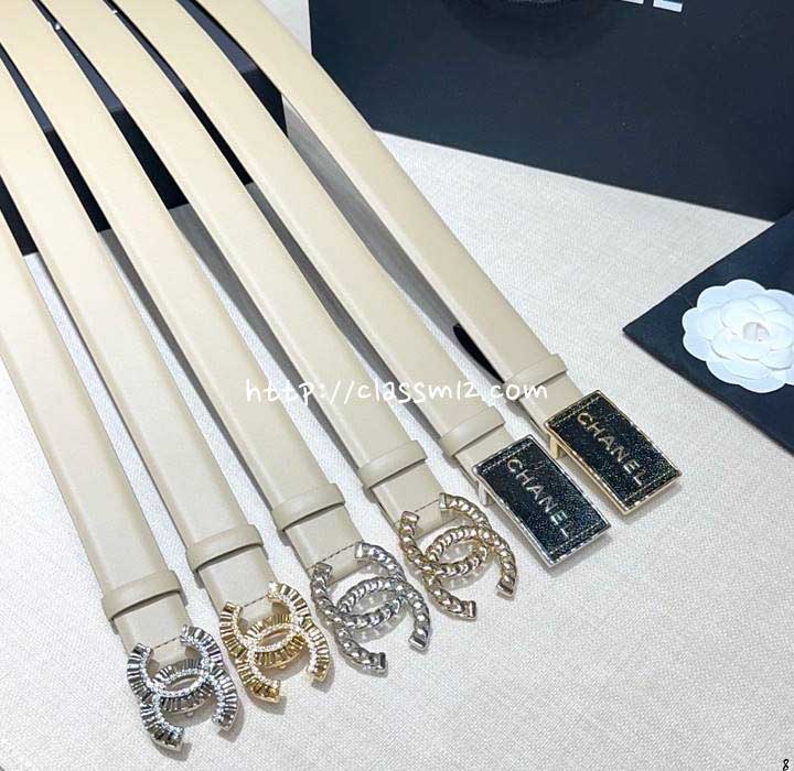 샤넬 25 한정판 3.0cm 양면 소가죽 카프스킨 벨트 F1128
