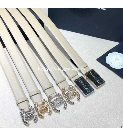 샤넬 25 한정판 3.0cm 양면 소가죽 카프스킨 벨트 F1128