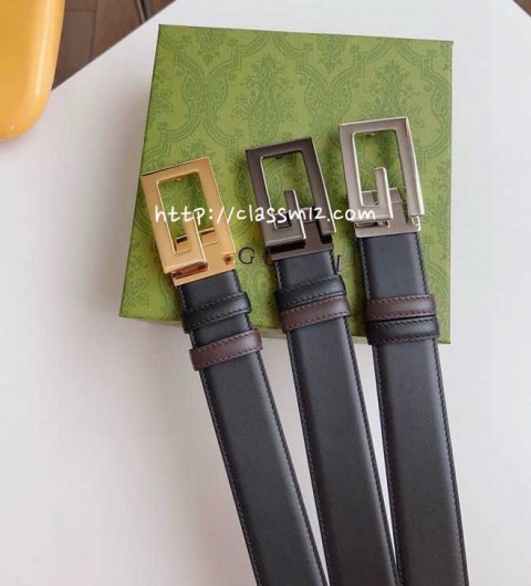 구찌 25 한정판 3.5cm 소가죽 카프스킨 벨트 F1133